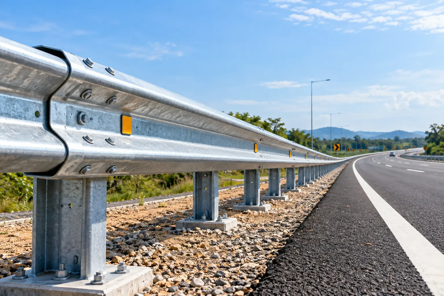 W-Beam Crash Barriers on Expressway