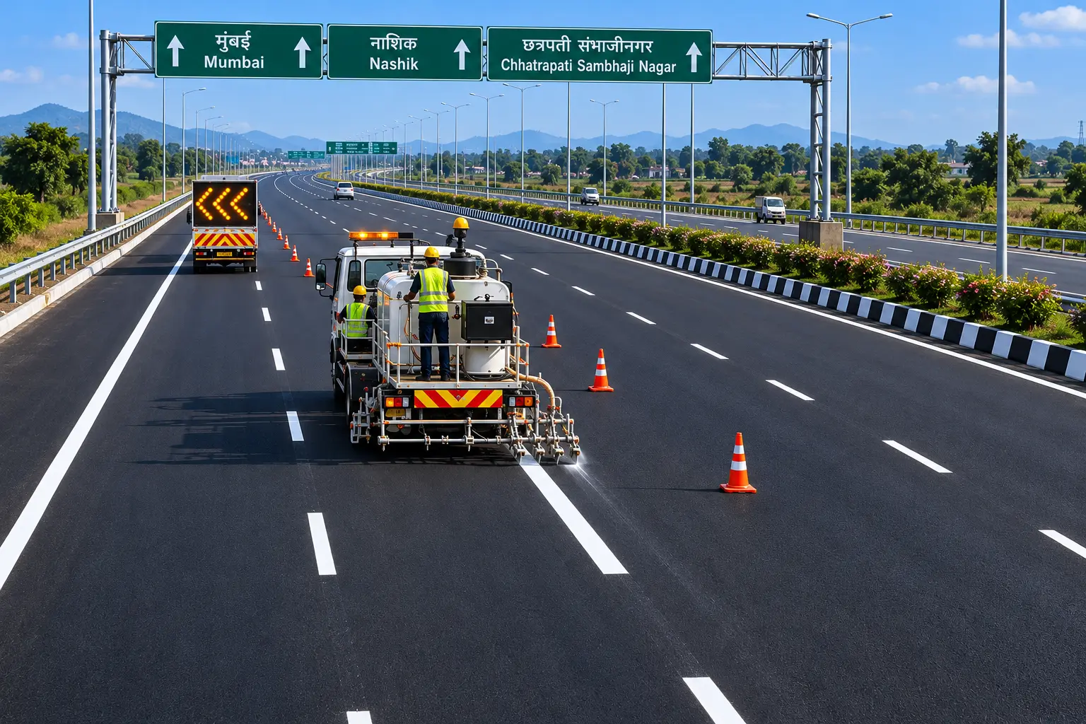 Multi-Lane Expressway Striping Execution