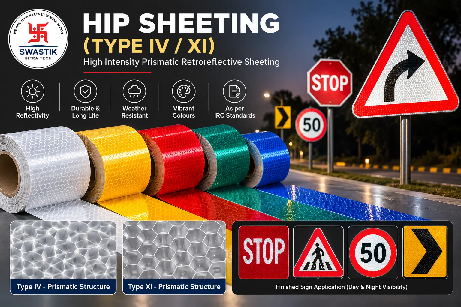 High-Intensity Prismatic (HIP) Retroreflective Sheeting