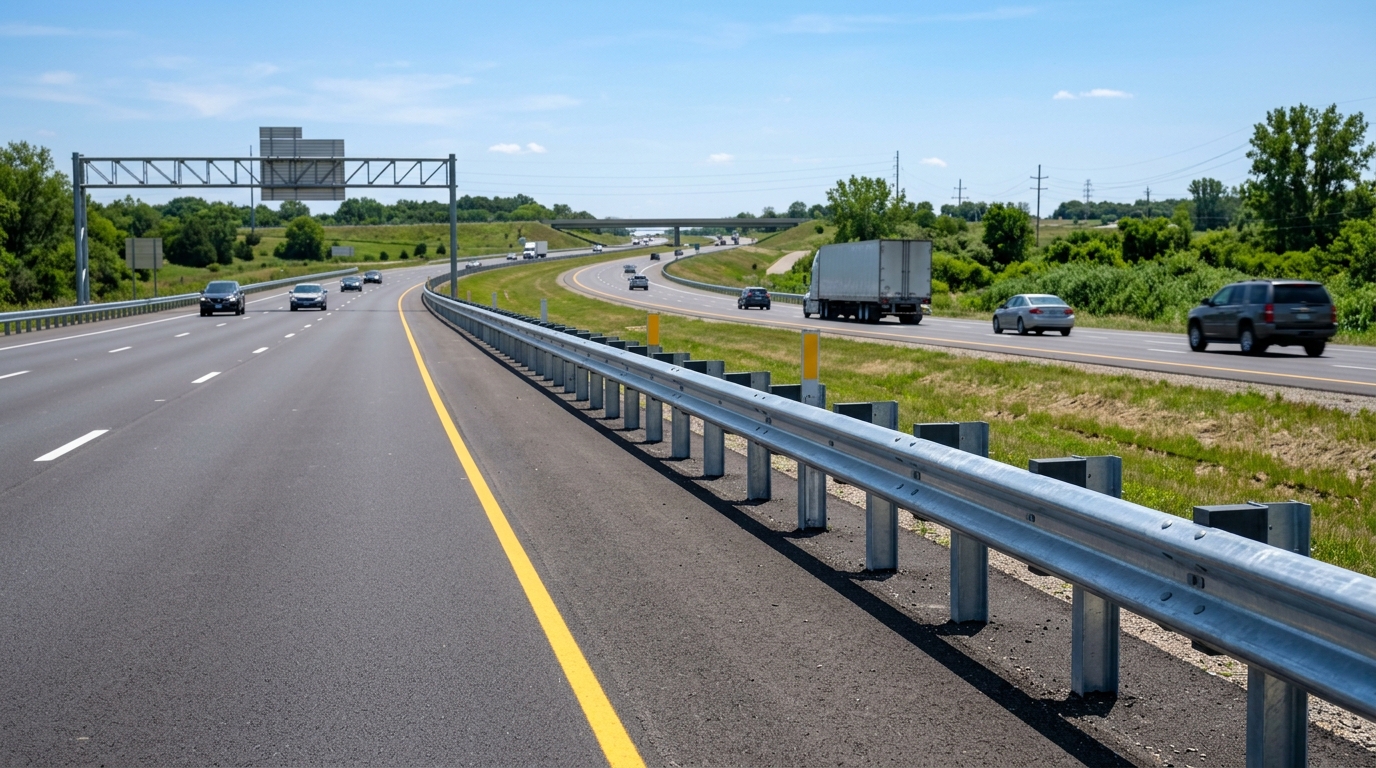 W-Beam Crash Barriers on Expressway